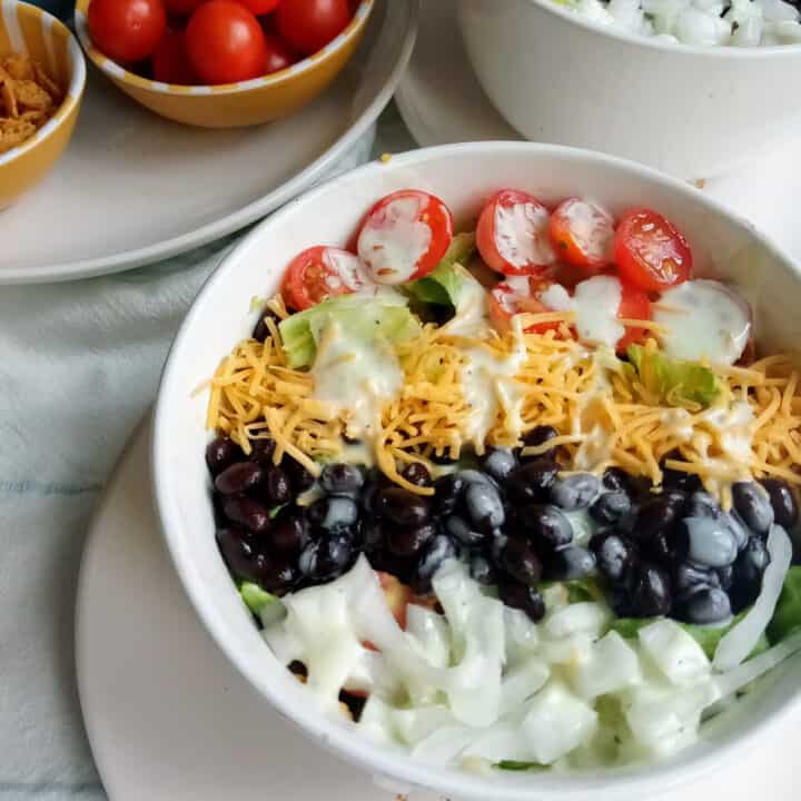Taco salad with beans.