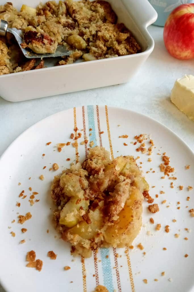 Baked apple cobbler is full of apple cinnamon flavor.