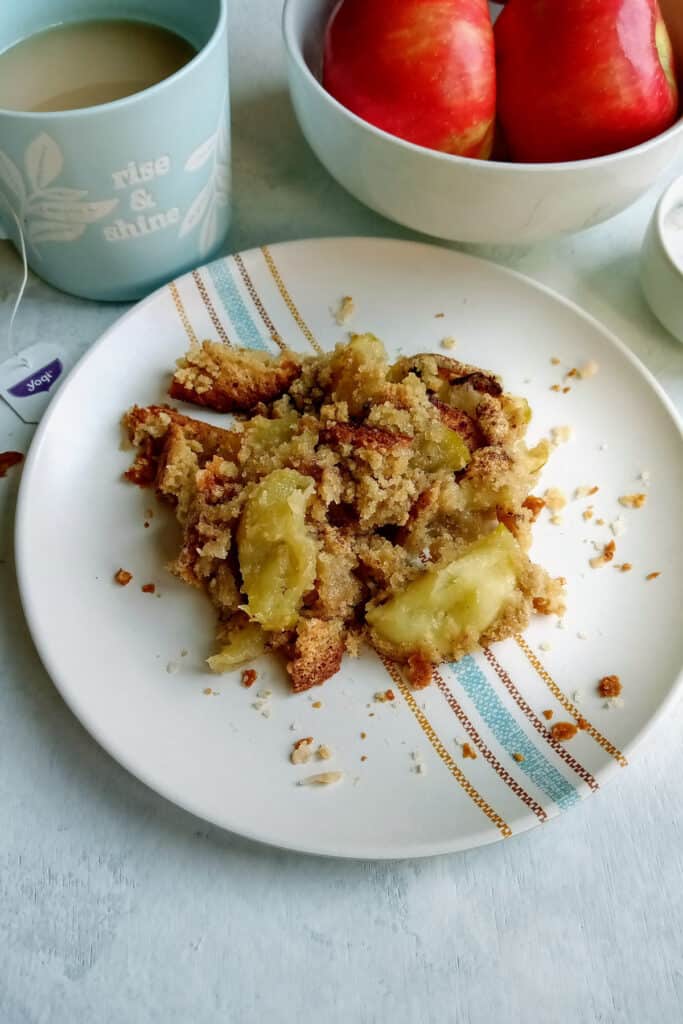 I love enjoying a warmed bowl of cobbler and washing it down with my favorite hot tea.