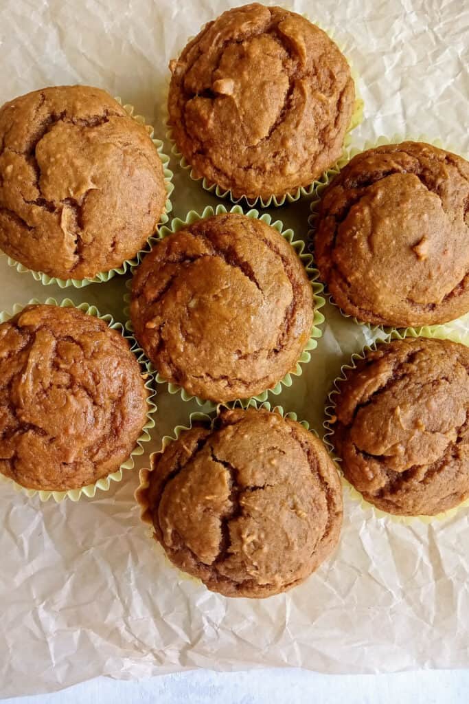 Pumpkin cupcakes with spice cake mix and pure pumpkin puree.