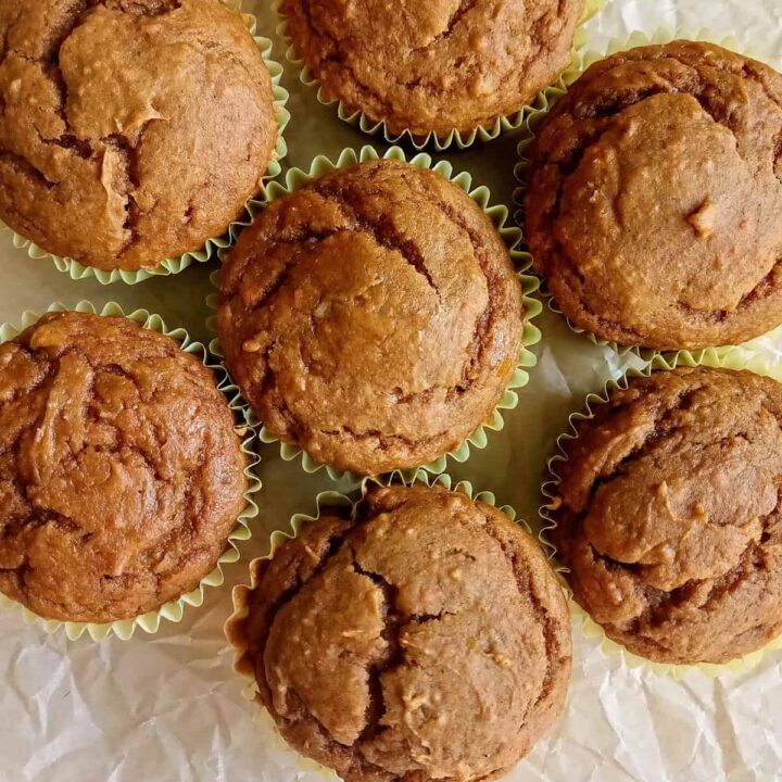 Pumpkin cupcakes with spice cake mix and pure pumpkin puree.