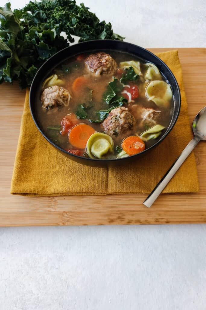 Meatball tortellini soup is a cozy soup for a cold winter day.