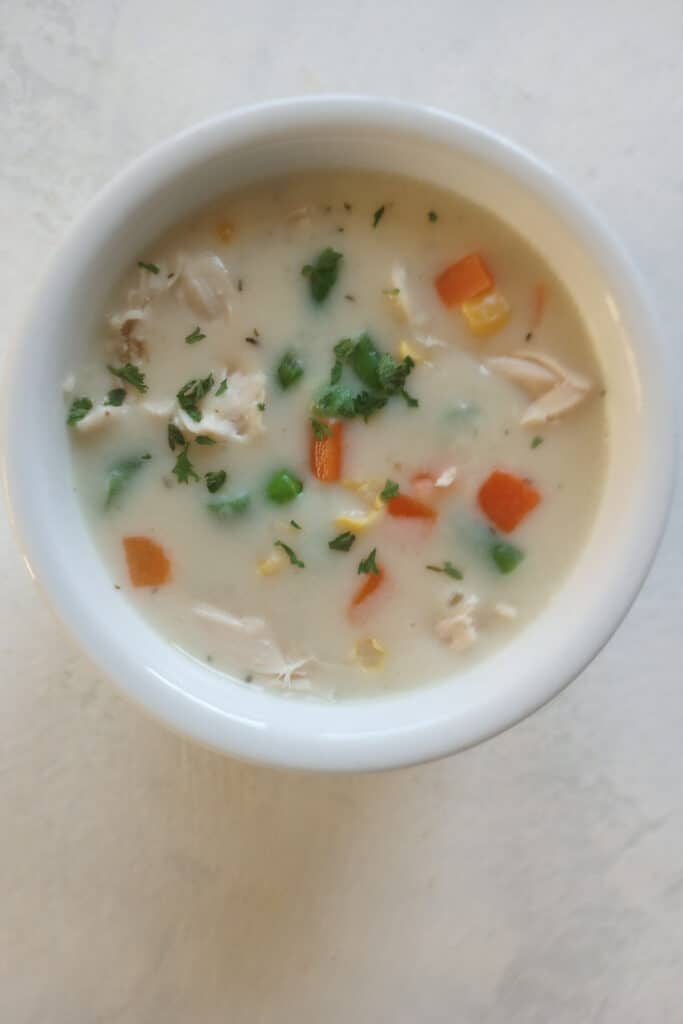 Healthy chicken potpie soup is steamy, dreamy, and extra creamy. 