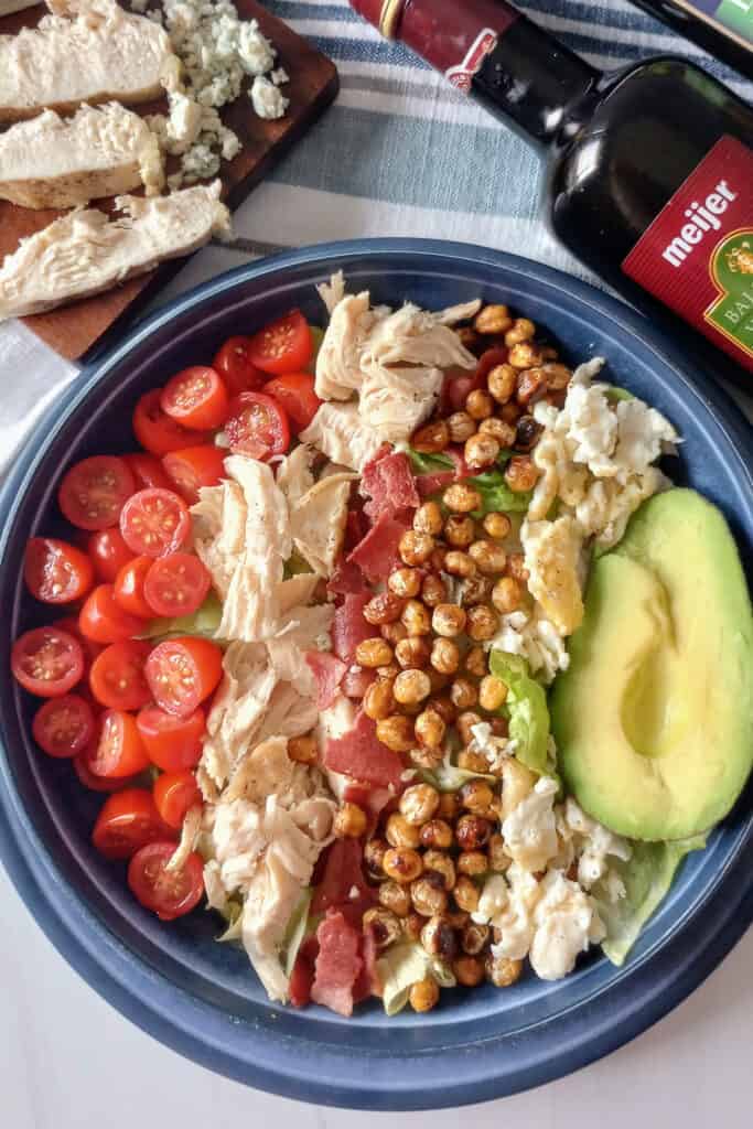 Healthy Cobb salad with chickpeas.