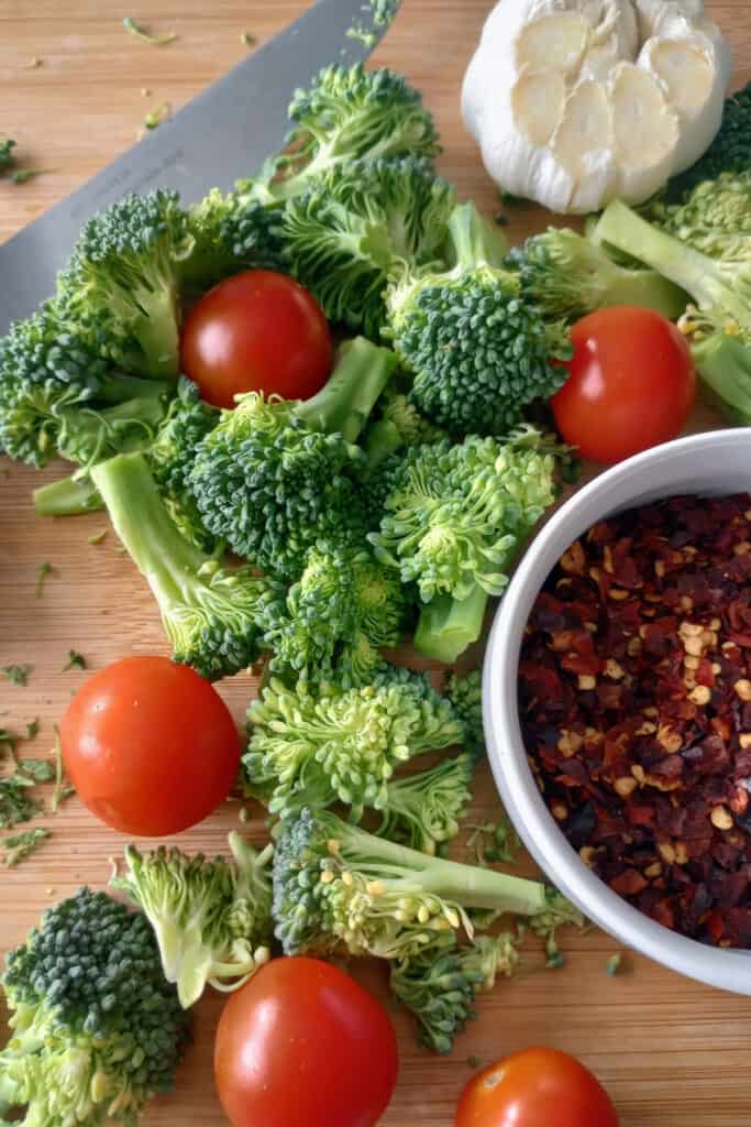 Garden ripe tomatoes are lovely in this baked pasta dish.