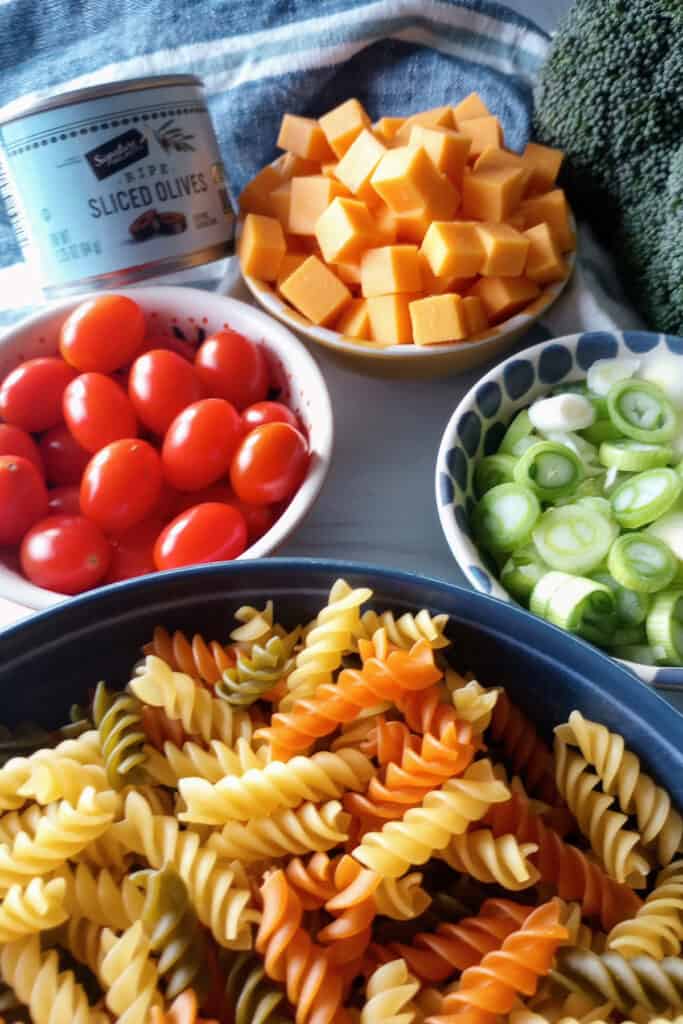 This pasta salad is so easy to make.