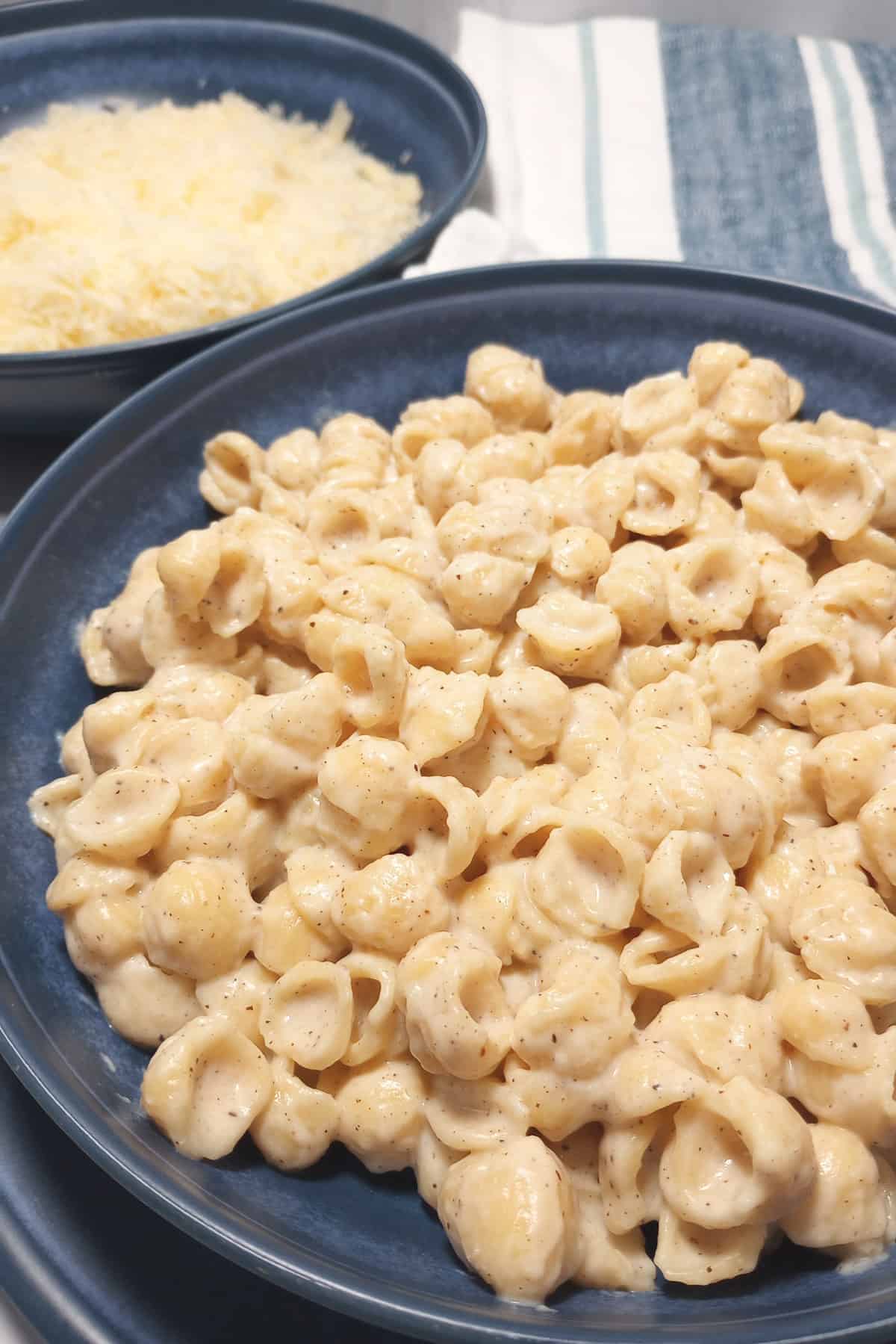Mac and cheese with swiss cheese and white american cheese.