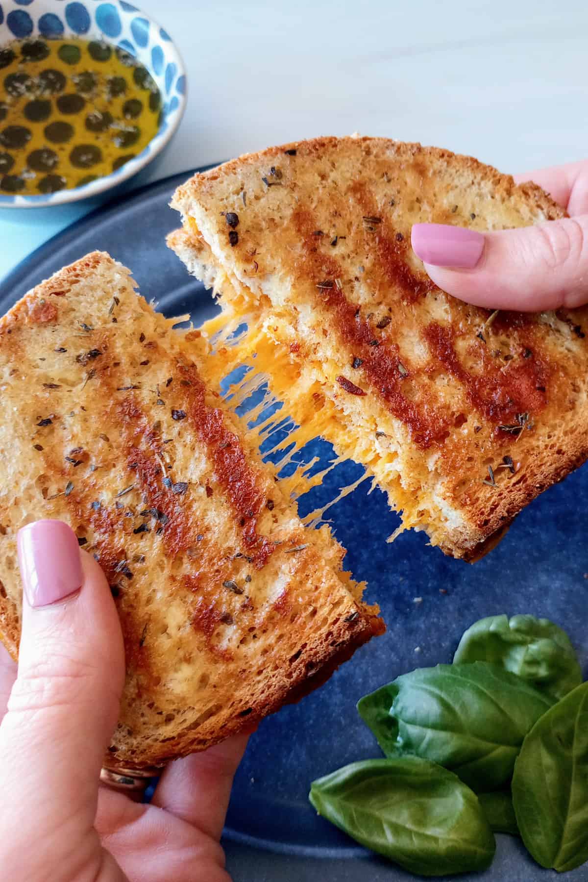 Grilled cheese with Sharp Cheddar cheese.