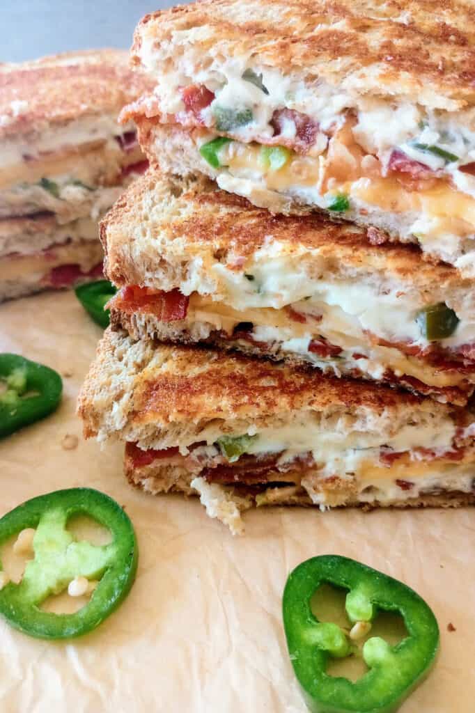 Jalapeno popper grilled cheese with raspberry jelly.