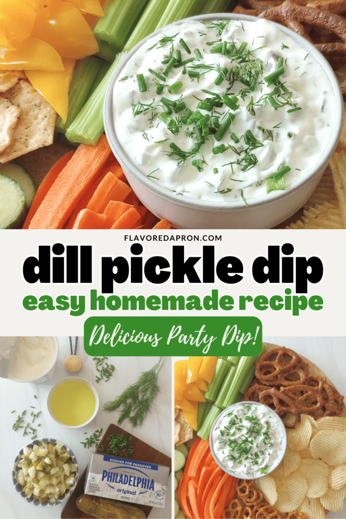 Pinterest pin for dill pickle dip.