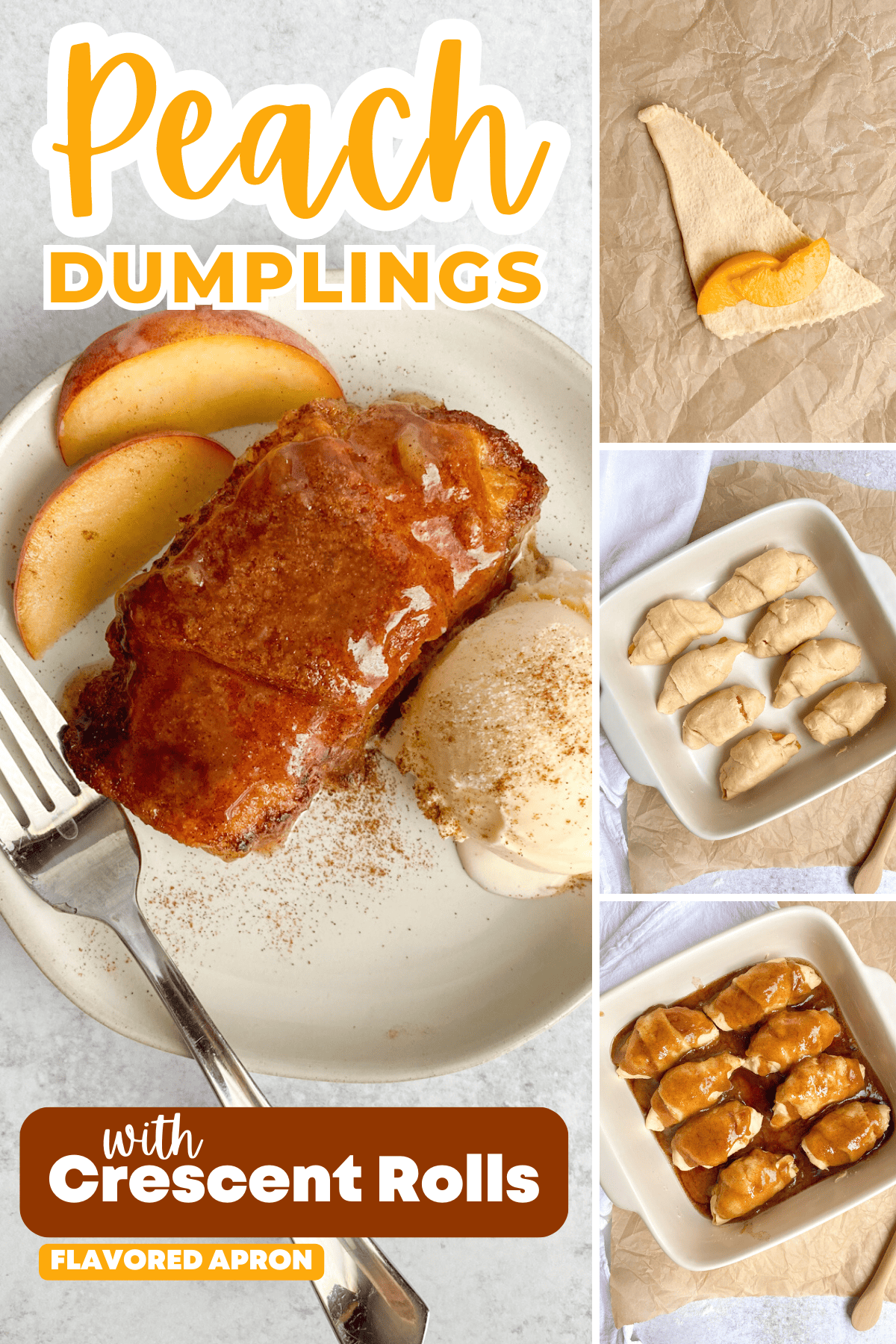 Easy Peach Dumplings with Crescent Rolls and Sprite - Flavored Apron