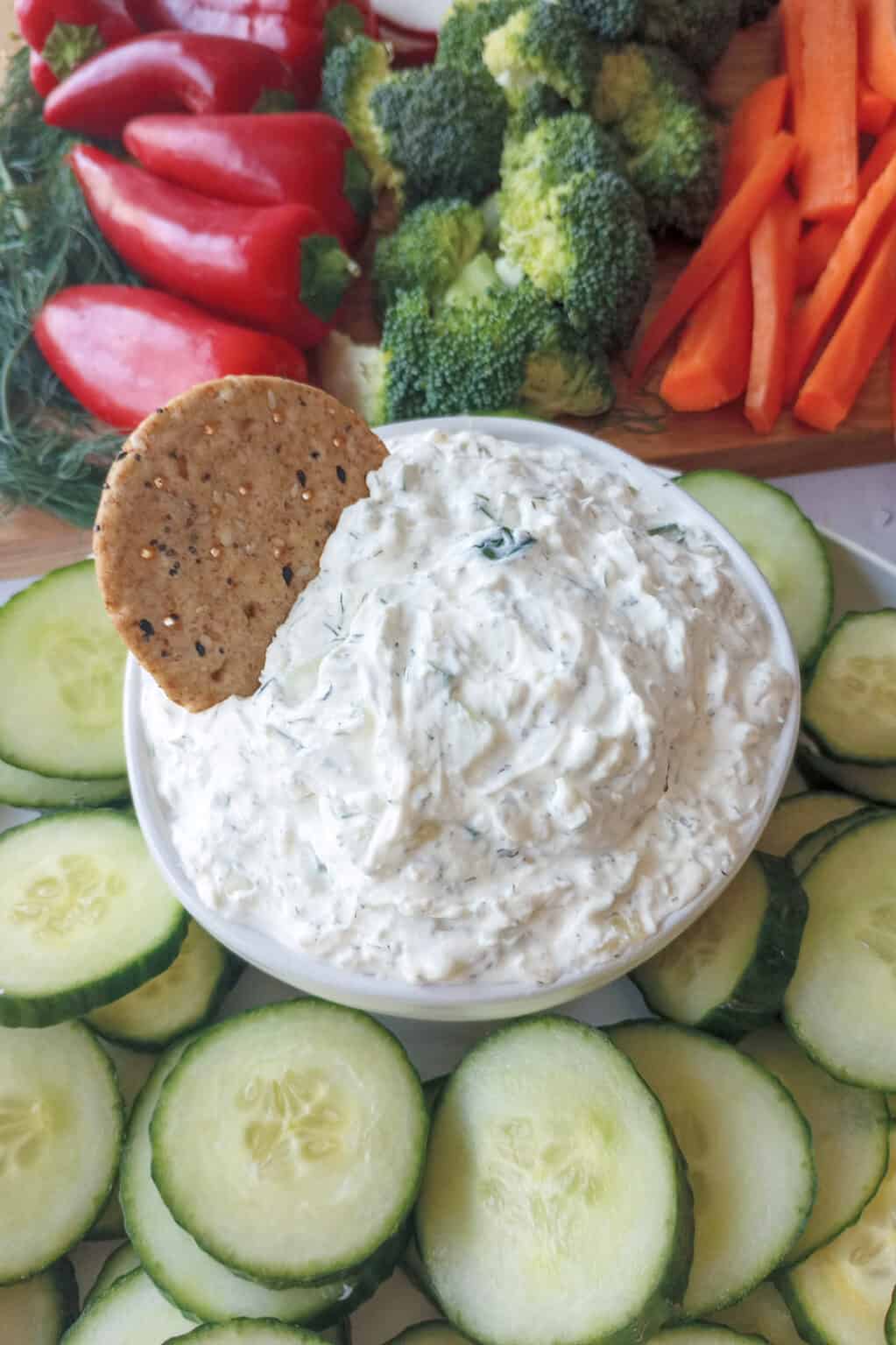 Easy Cucumber Dill Dip with Sour Cream - Flavored Apron