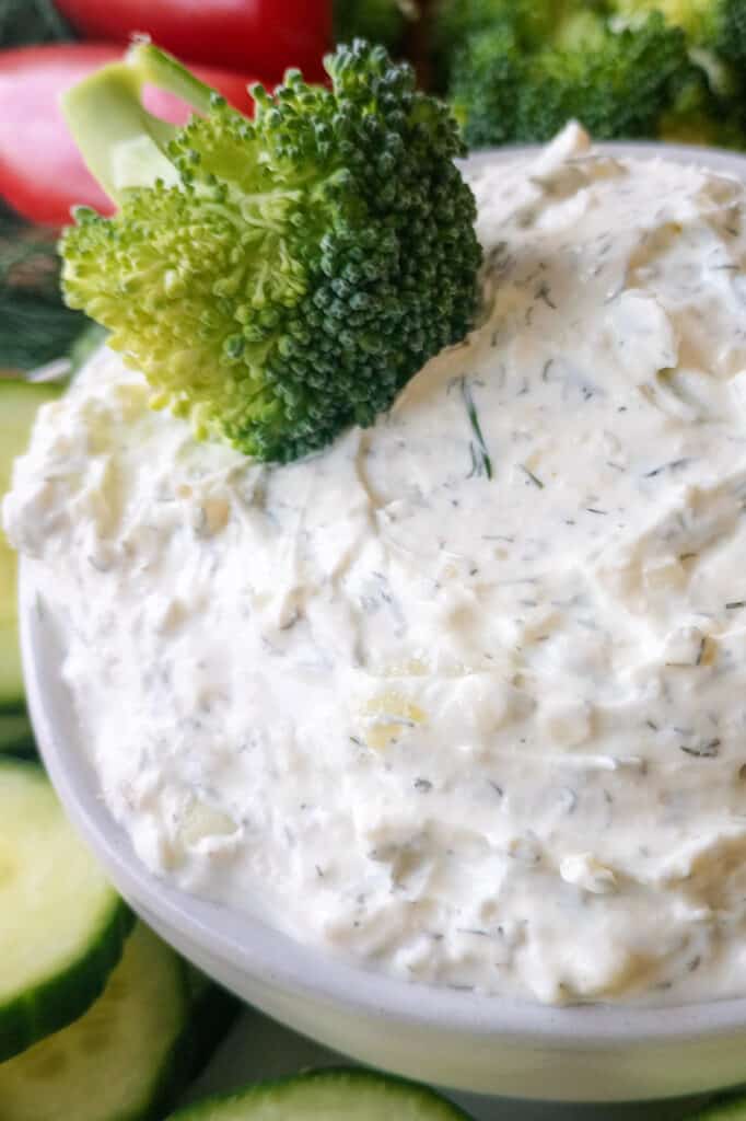 Broccoli is a crisp vegetable that is greatly served with this dip.