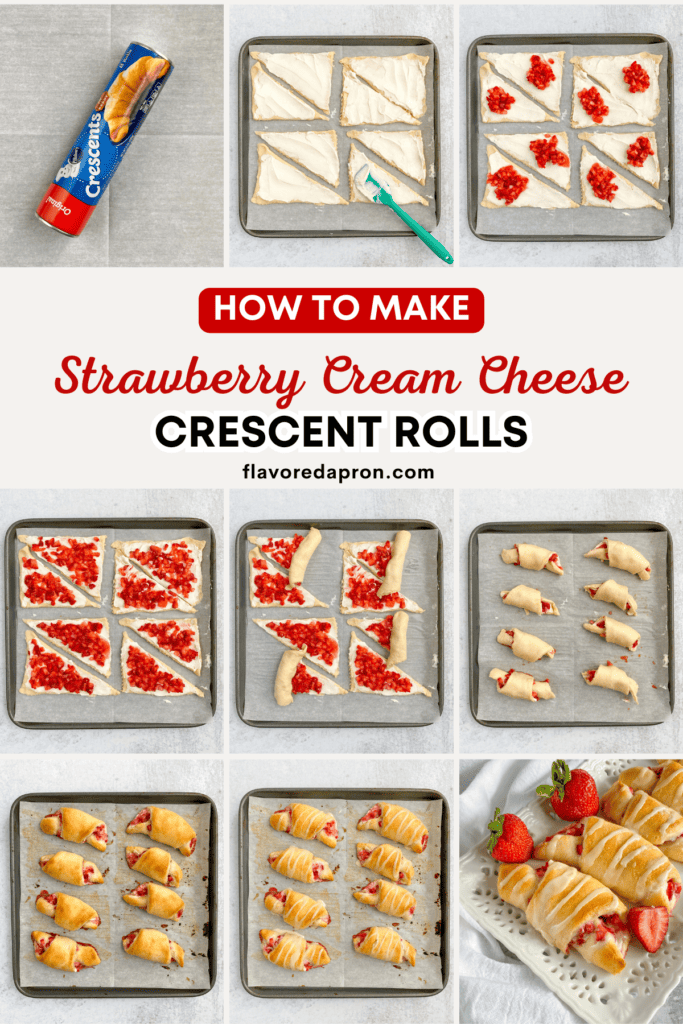 Pinterest pin for strawberry cream cheese crescent rolls recipe.