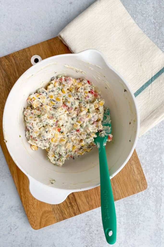 Skinny poolside dip all stirred together in the mixing bowl.