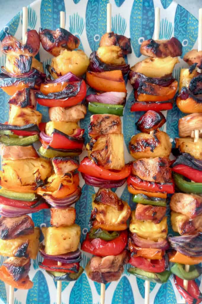 Fresh off the grill pineapple shish kabobs. 
