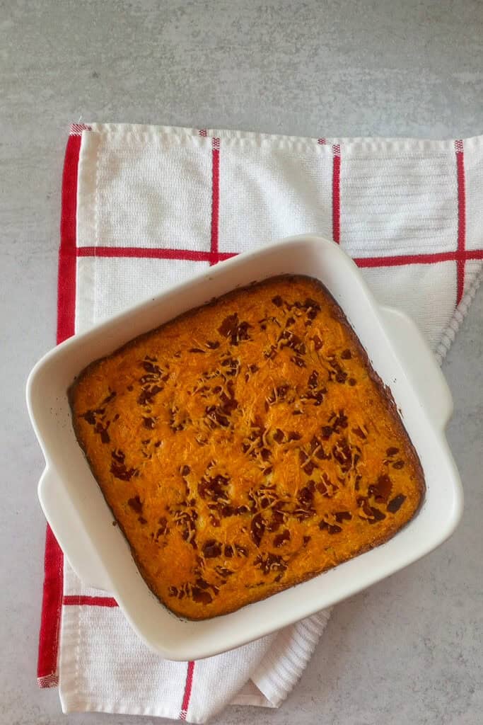 Baked cornbread fresh out of the oven. 